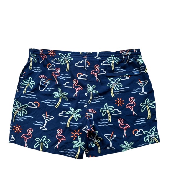 Chubbies Navy Blue Neon Tropical Men's Swim Trunks with Drawstring 5.5” inseam - Picture 4 of 13
